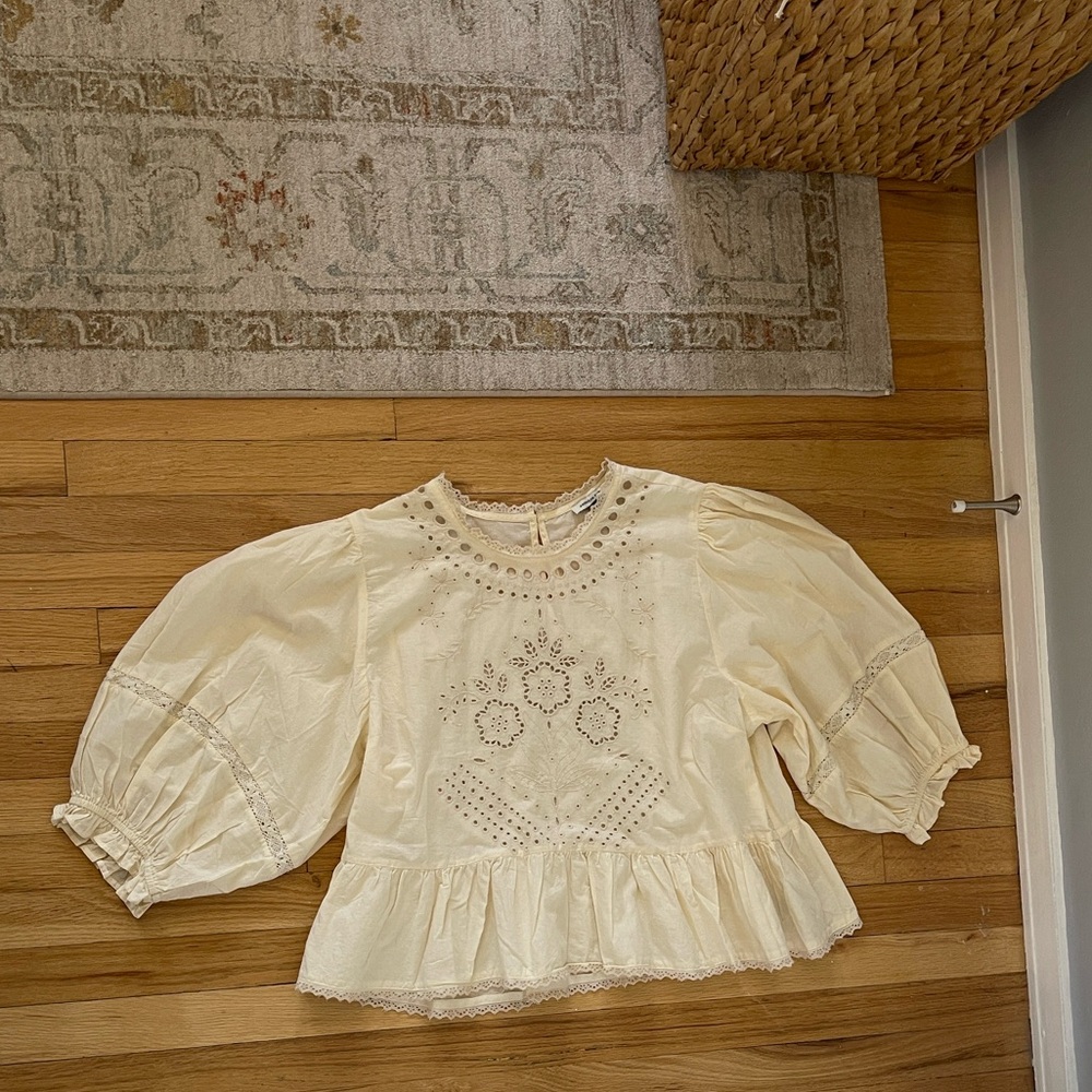 American Eagle Outfitters Eyelet Peplum Top